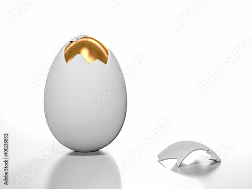 gold egg is in the broken shell