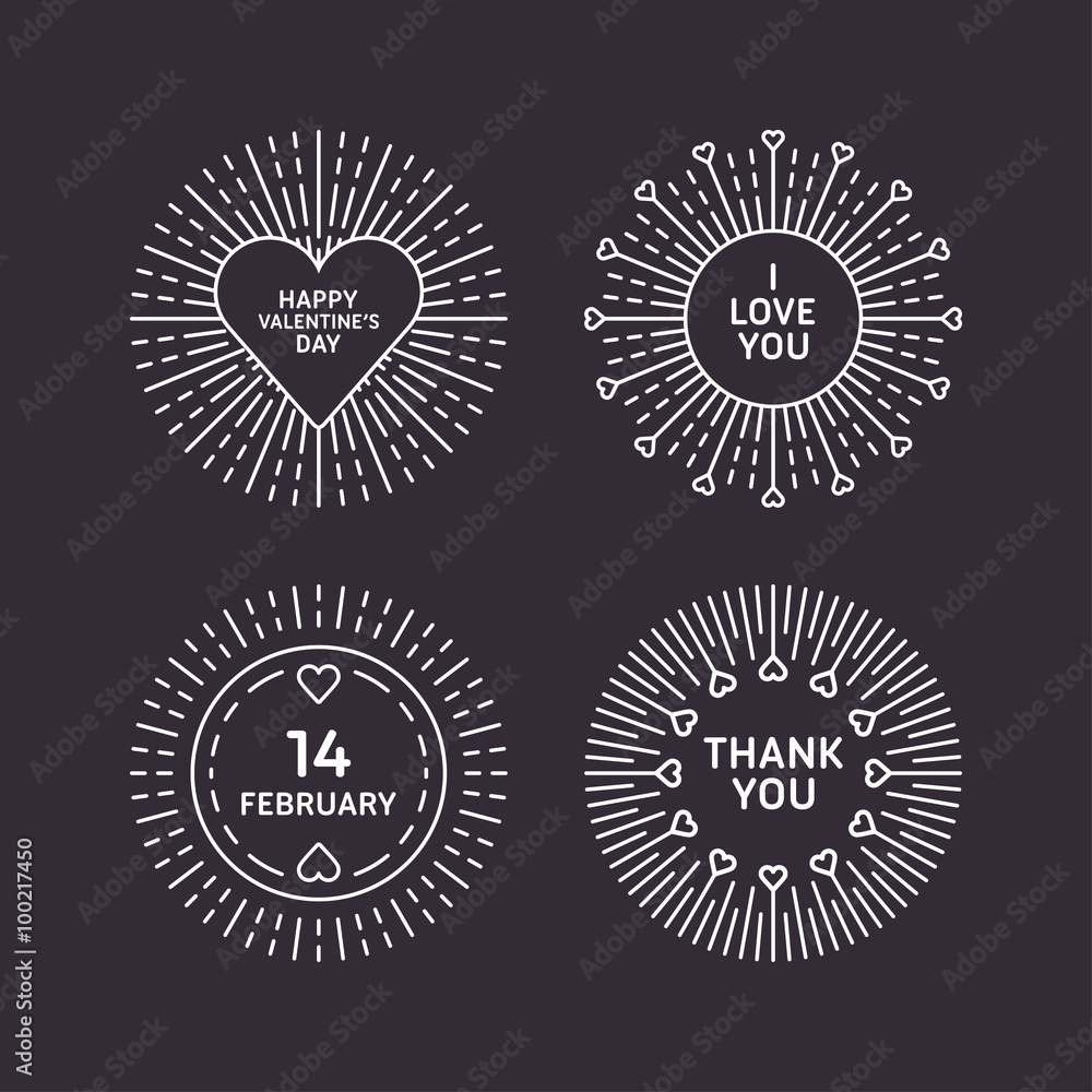 Fototapeta premium Set of Decorative Circle Frames with Hearts. Happy Valentines Day Celebration. Vector Design Elements for Greeting Card