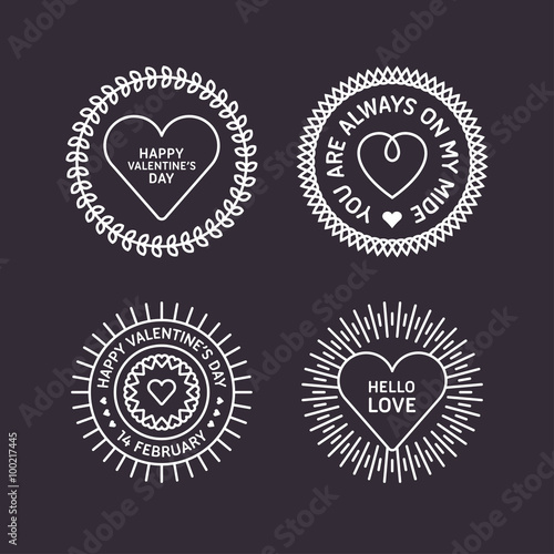 Set of Decorative Circle Frames with Hearts. Happy Valentines Day Celebration. Vector Design Elements for Greeting Card
