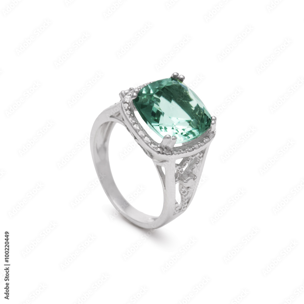 Cushion Cut Green Amethyst Gemstone Ring in Silver Cushion Cut Green Amethyst Gemstone Ring in Silver
