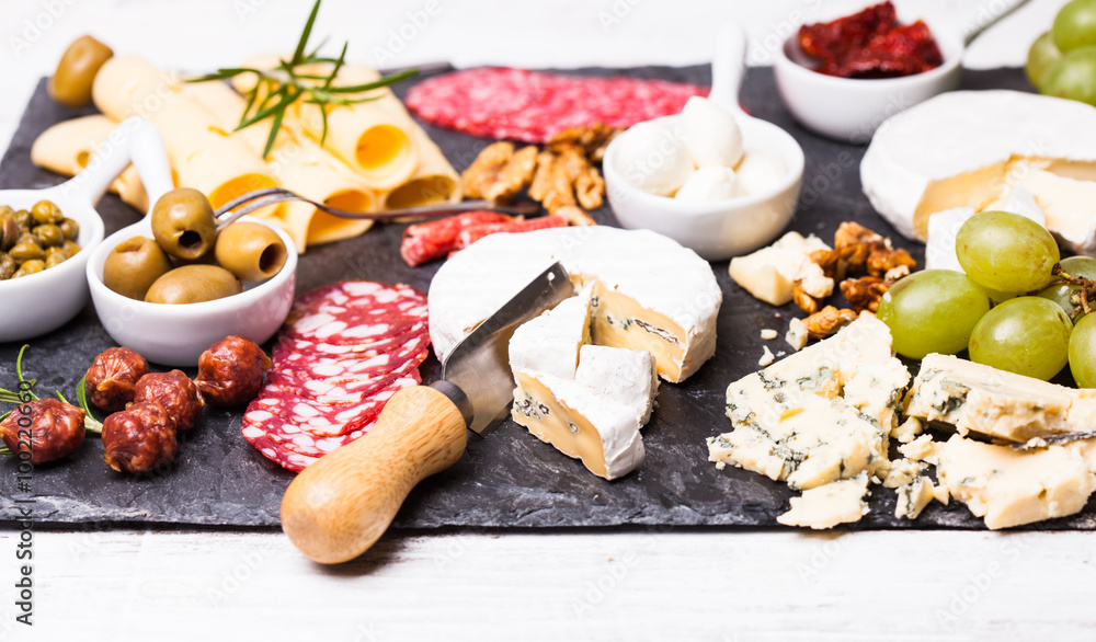 Cheese and salami plate Cheese and salami plate