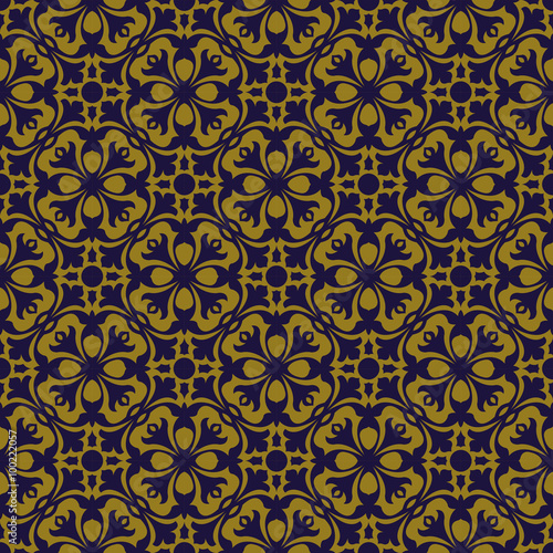 Elegant antique background image of round geometry flower kaleidoscope pattern. 