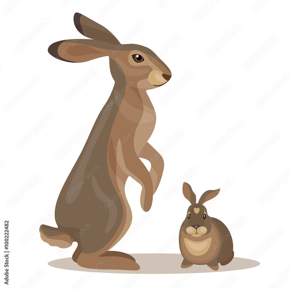 Fototapeta premium Hare with little leveret.