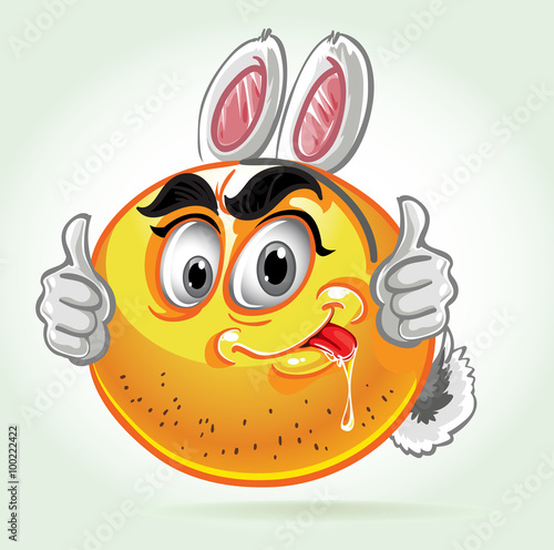 Smile in the mad white rabbit costume