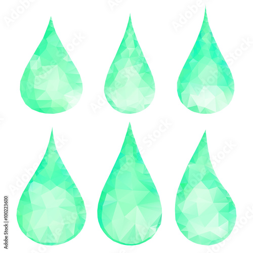 Abstract green drops of triangles