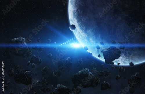wplyw-meteorytu-na-planete-w-kosmosie