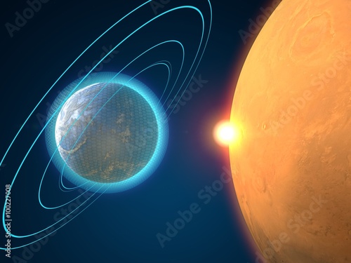 Fototapeta Naklejka Na Ścianę i Meble -  Pianeti di un'altra galassia, spazio, fantascienza