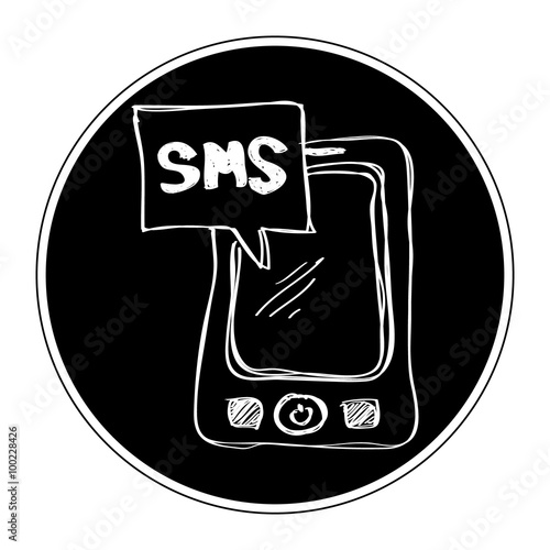 Doodle of mobile phone with sms message