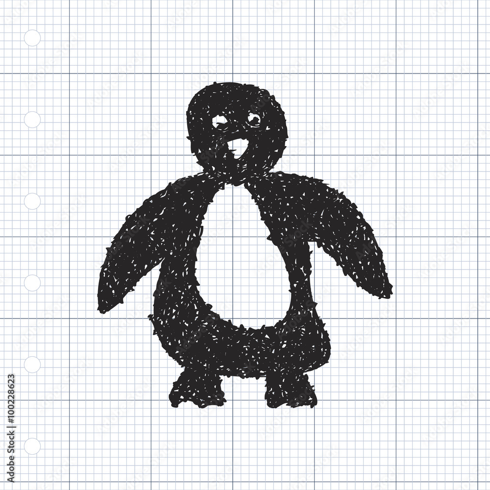 Simple doodle of a penguin Stock Vector | Adobe Stock