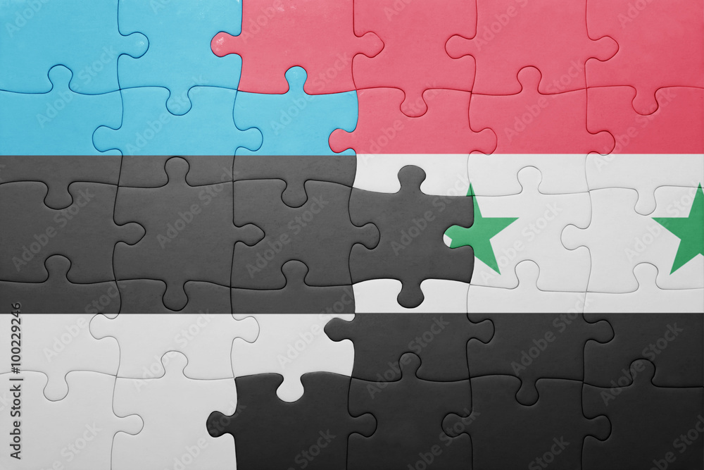 puzzle with the national flag of estonia and syria puzzle with the national flag of estonia and syria