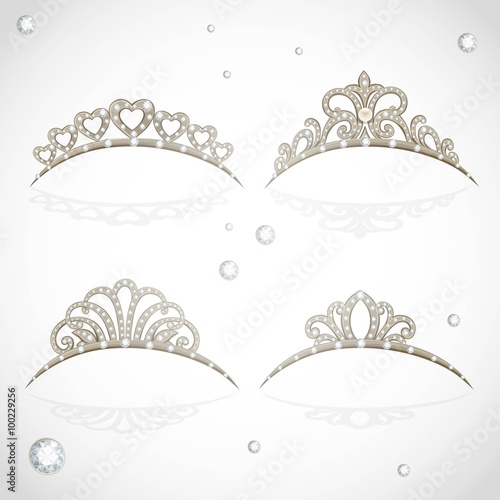 Elegant shiny tiara with precious stones isolated on white backg