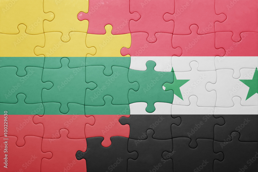 puzzle with the national flag of lithuania and syria puzzle with the national flag of lithuania and syria