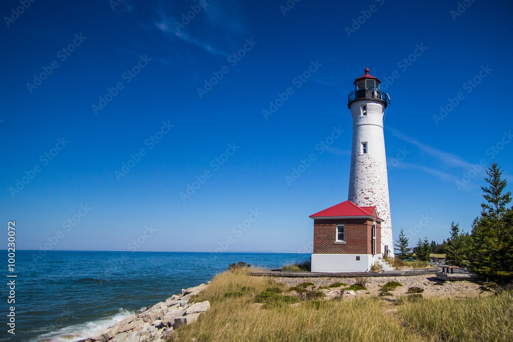 Crisp Point Lighthouse. Built in 1875, the lighthouse is located in Michigan's Upper Peninsula on the remote shores of Lake Superior.