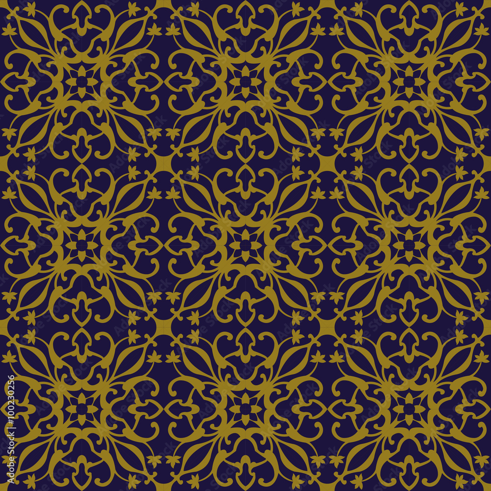 Elegant antique background image of vine spiral flower kaleidoscope pattern.

