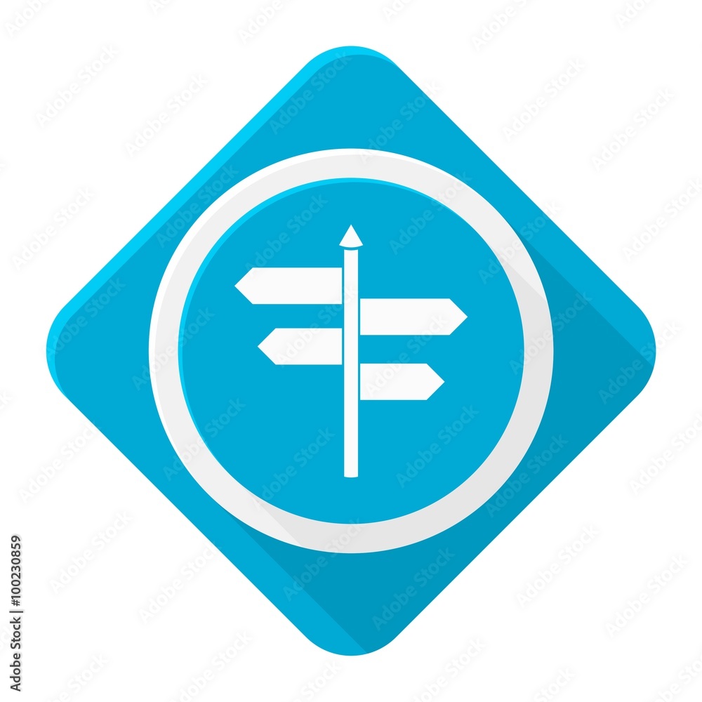Fototapeta premium Blue icon signpost with long shadow