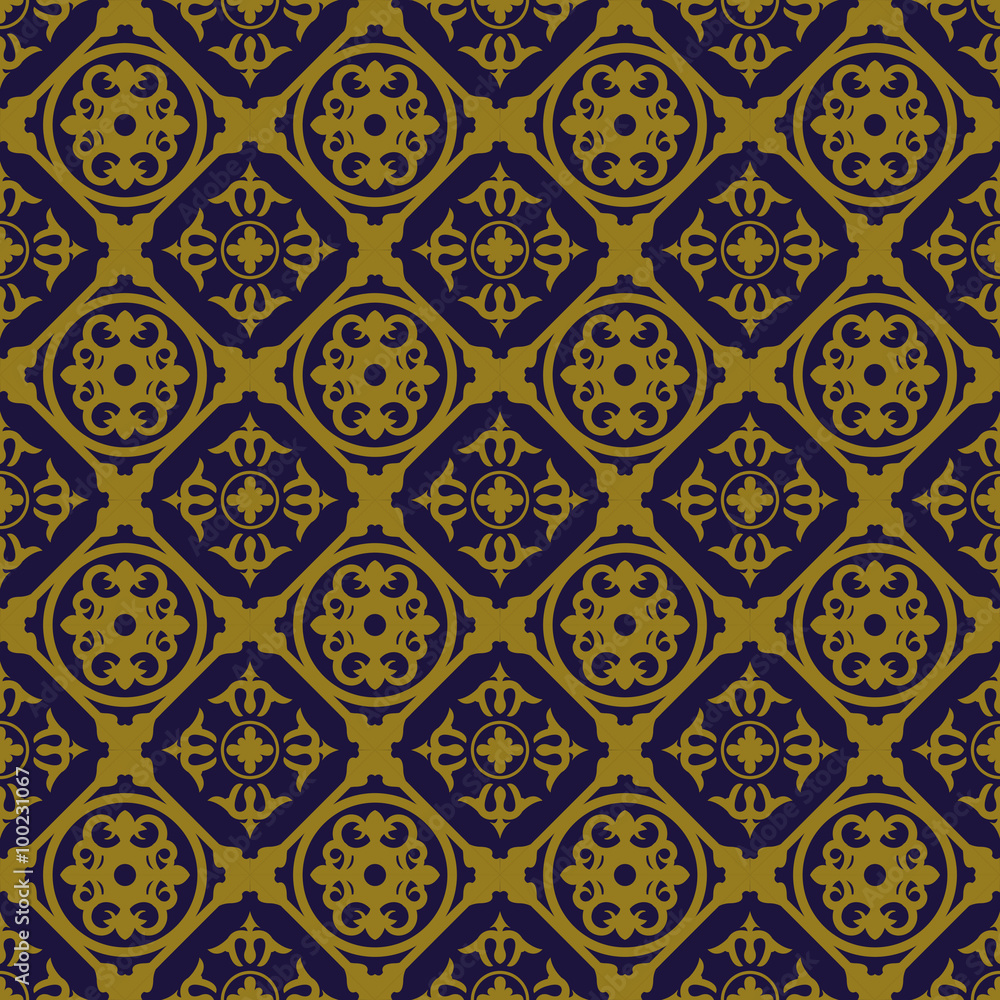 Elegant antique background image of square round geometry pattern.

