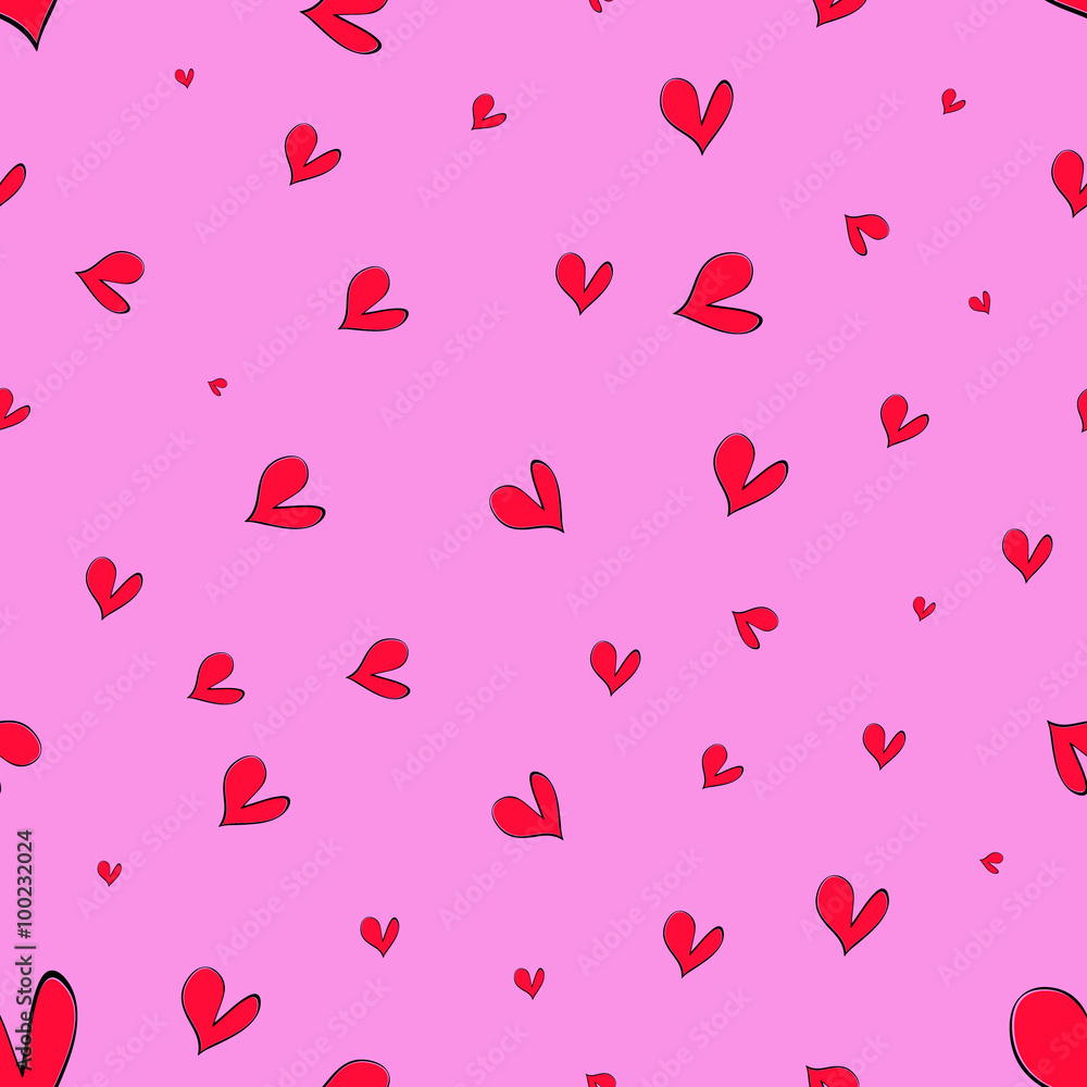 seamless pattern. Red hearts 