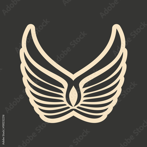 Flat in black and white mobile application eagle wings
