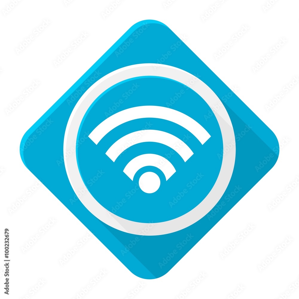 Blue icon wifi with long shadow Blue icon wifi with long shadow