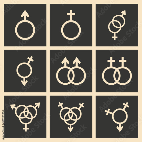 Flat with shadow concept and mobile application logo equality of the sexes