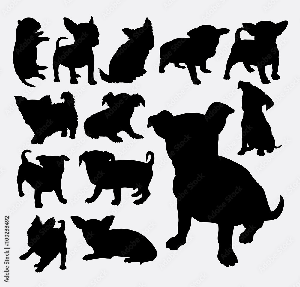 Puppy dog cute pet animal silhouette. Good use for symbol, logo, web icon, mascot, cutting sticker, pet sign, or any design you want. Easy to use.