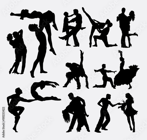Happy dance couple male and female silhouette. Good use for symbol, web icon, logo. cutting sticker, silhouette, mascot, or any design you want. Easy to use.