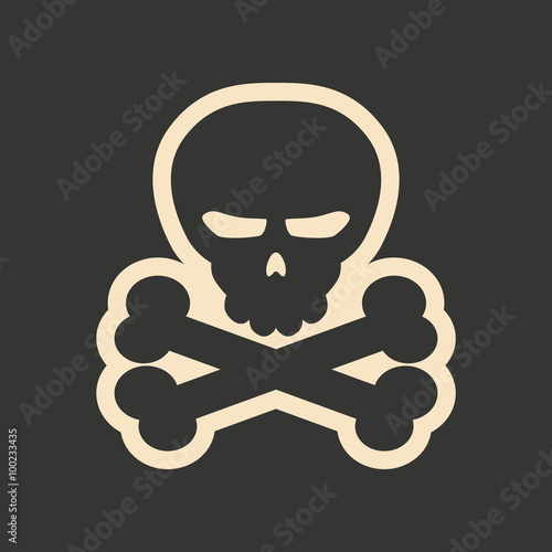 Flat in black and white mobile application skull bones