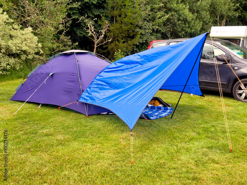 Kyham tent on campsite, Northumberland, UK