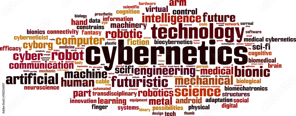 Cybernetics word cloud concept. Vector illustration