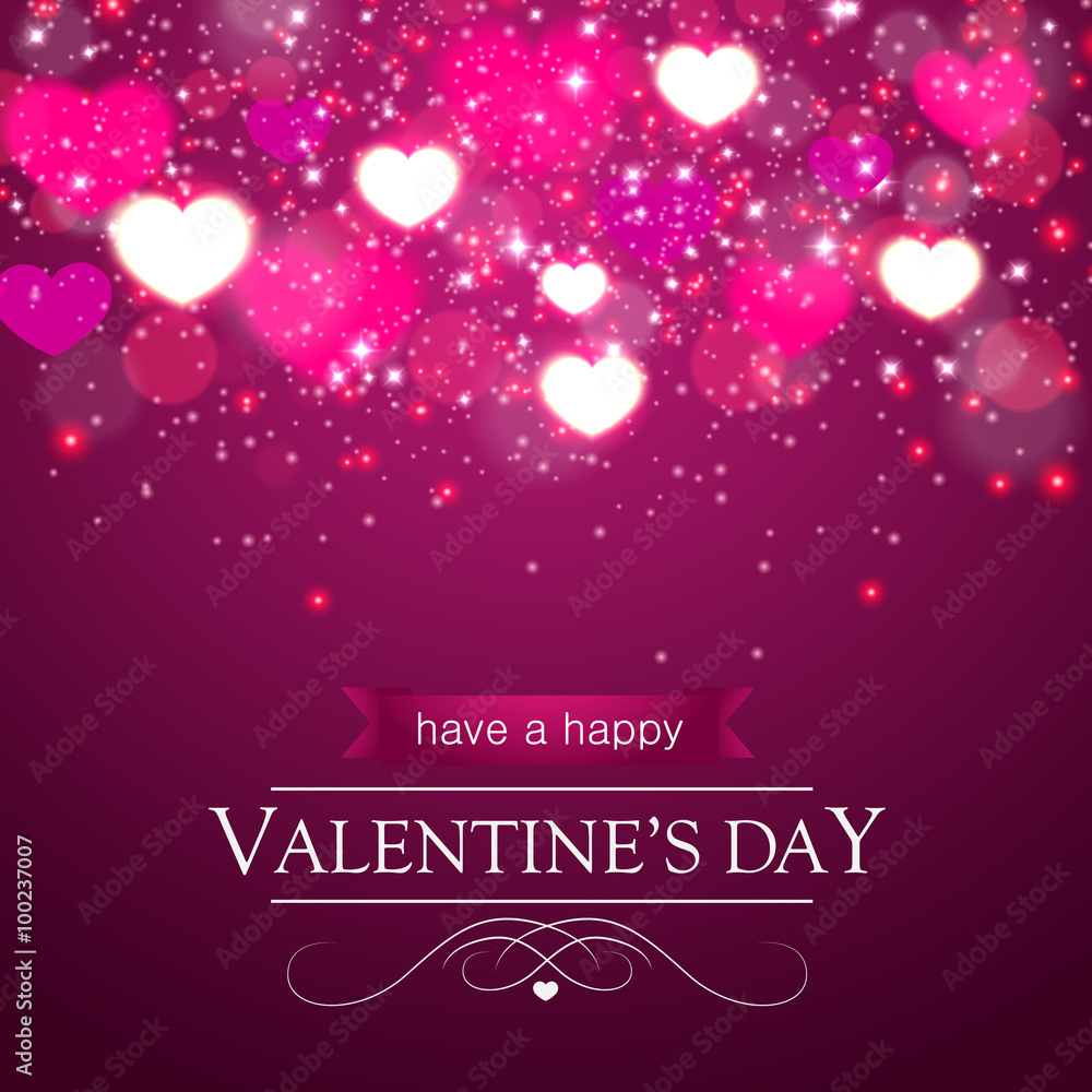 Vector pink background with hearts. 