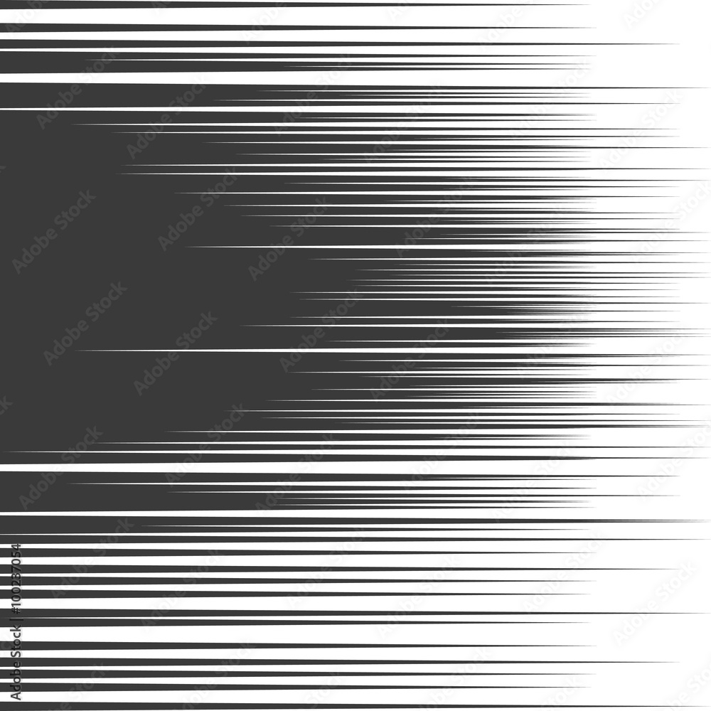 Vector comic book speed lines background. Starburst black and white explosion in manga or pop art style.