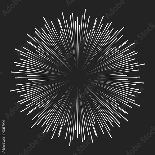 Vector comic book speed lines background. Starburst radial  explosion in manga or pop art style.