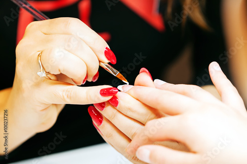 Woman in a nail salon