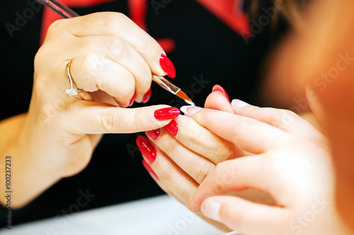 Woman in a nail salon