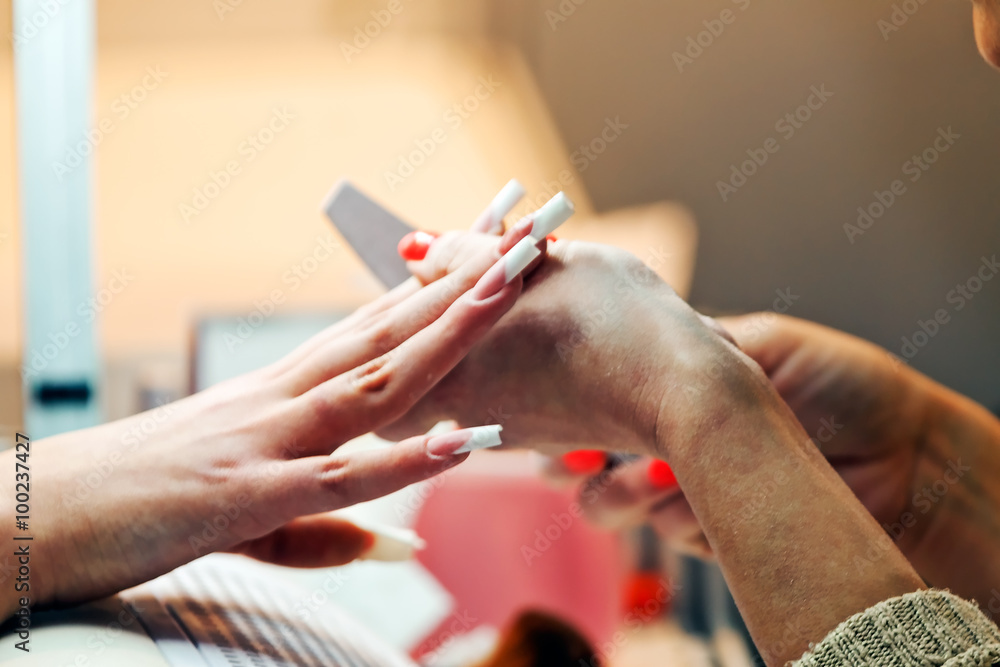 Woman in a nail salon Woman in a nail salon