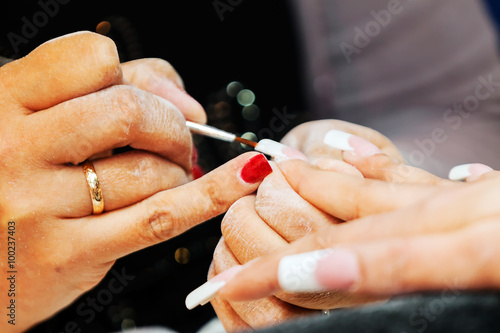 Woman in a nail salon