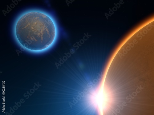 Fototapeta Naklejka Na Ścianę i Meble -  Pianeti di un'altra galassia, spazio, fantascienza