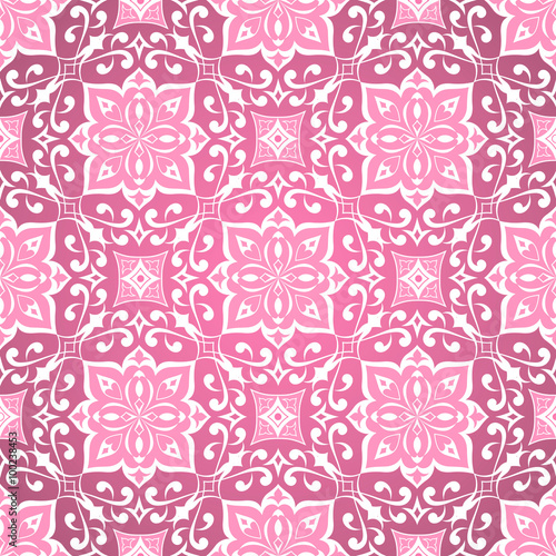 Decorative seamless white texture on pink.