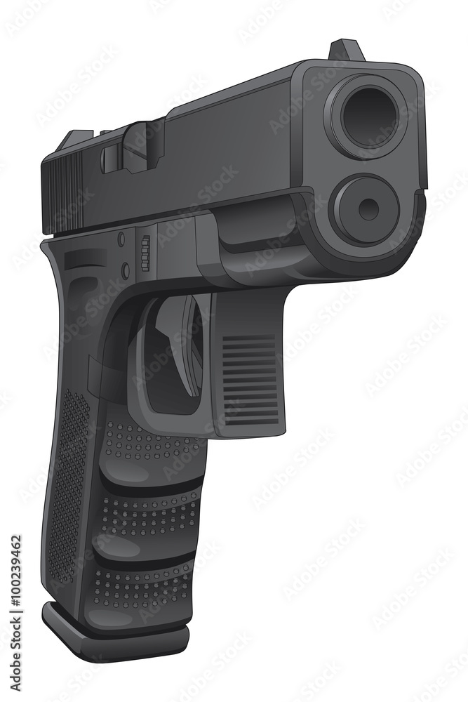Gun Pointing At You is a detailed illustration of a semi automatic