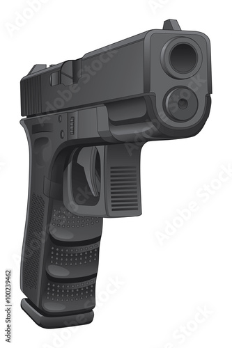 Gun Pointing At You is a detailed illustration of a semi automatic handgun pointing at you.
