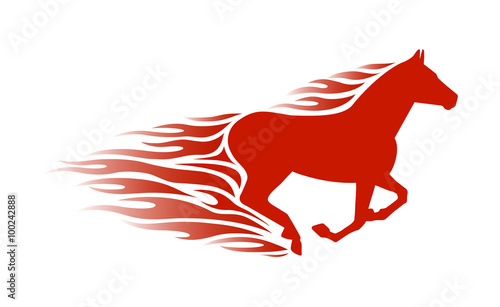 running horse in flames