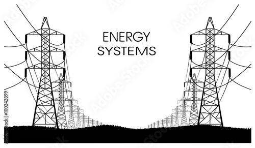 lines of electricity transfers on a white background