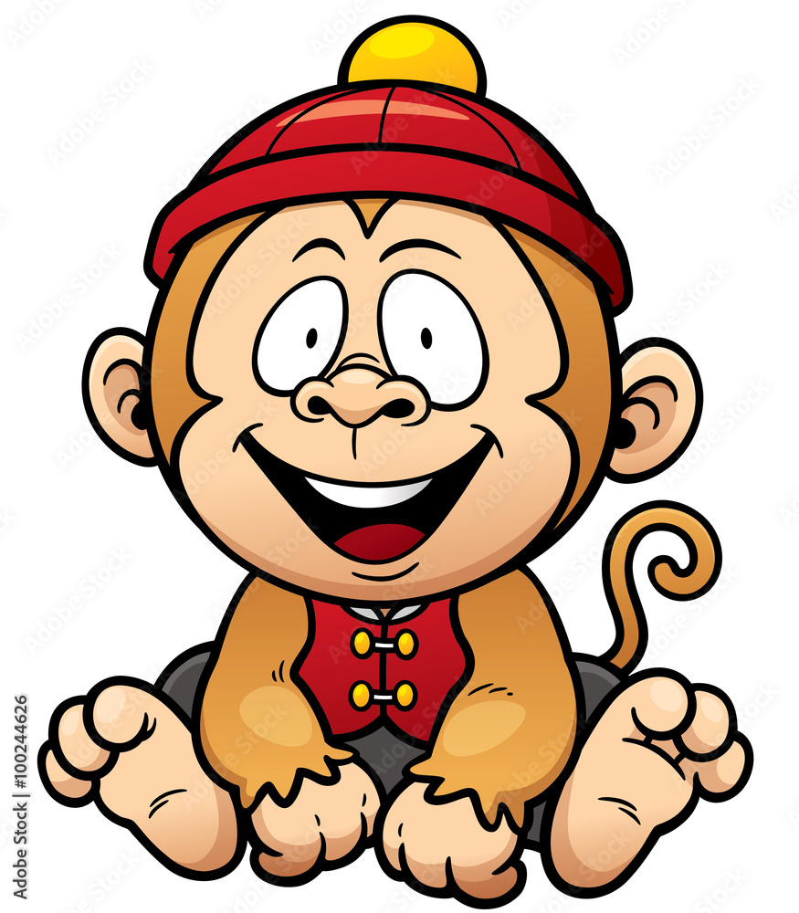 Fototapeta premium Vector illustration of cartoon monkey