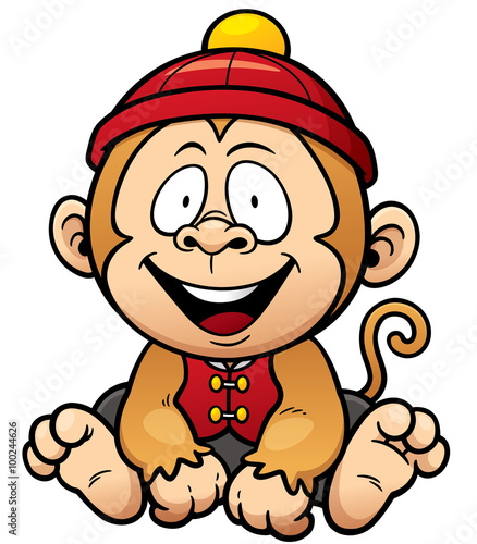 Vector illustration of cartoon monkey