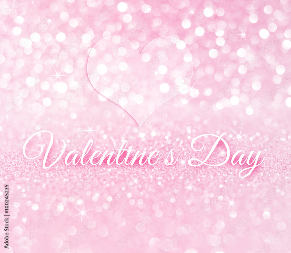 Valentine's Day on white pink glitter bokeh texture christmas ab