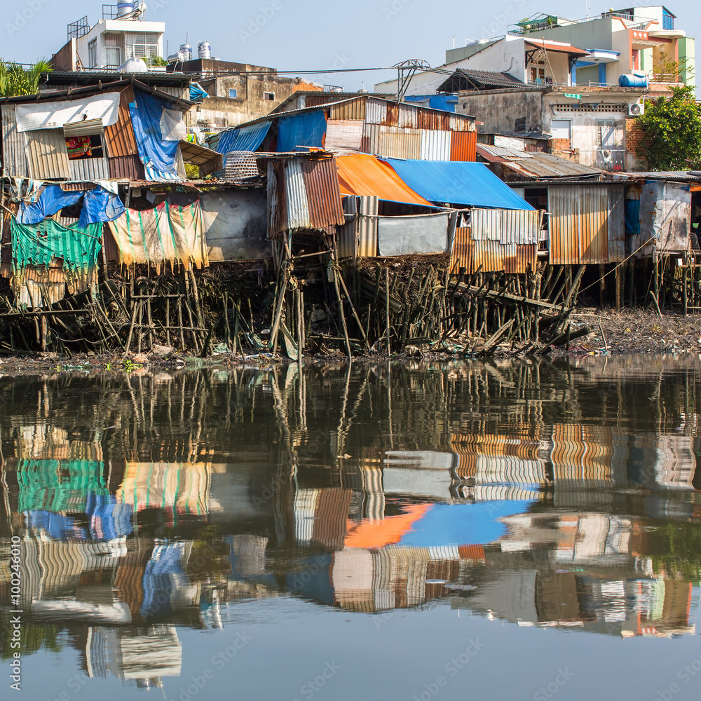 City's Slums view from the Saigon river, Ho Chi Minh City, Vietnam. City's Slums view from the Saigon river, Ho Chi Minh City, Vietnam.