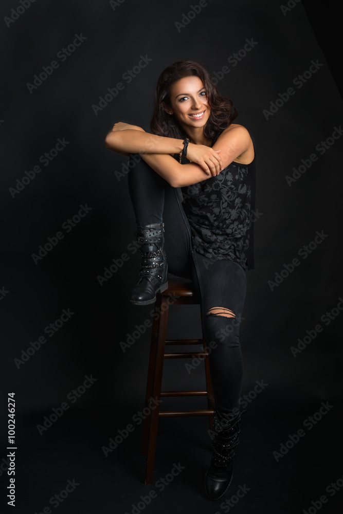 Portrait of a fashion model posing at studio Portrait of a fashion model posing at studio