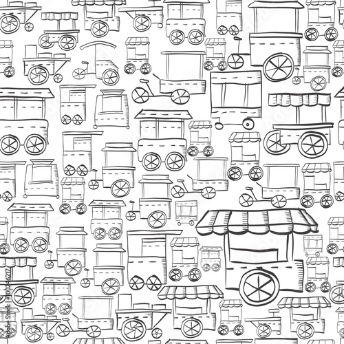 Seamless sketch vector pattern for street trade