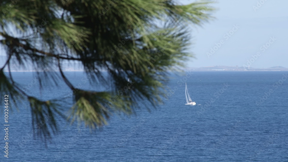 Sailboat out on the ocean near Punta Ala Italy. Sailboat out on the ocean near Punta Ala Italy.