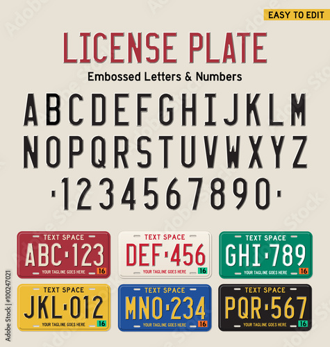 3d license plate font and license plate set photo